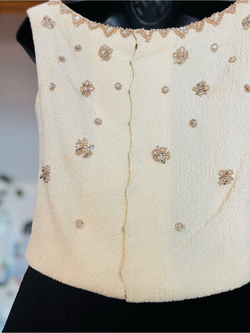 1940-1950s Vintage Rima London Beaded Two-Tone Cocktail Dress - Size 10 (M) - Picture 7 of 14